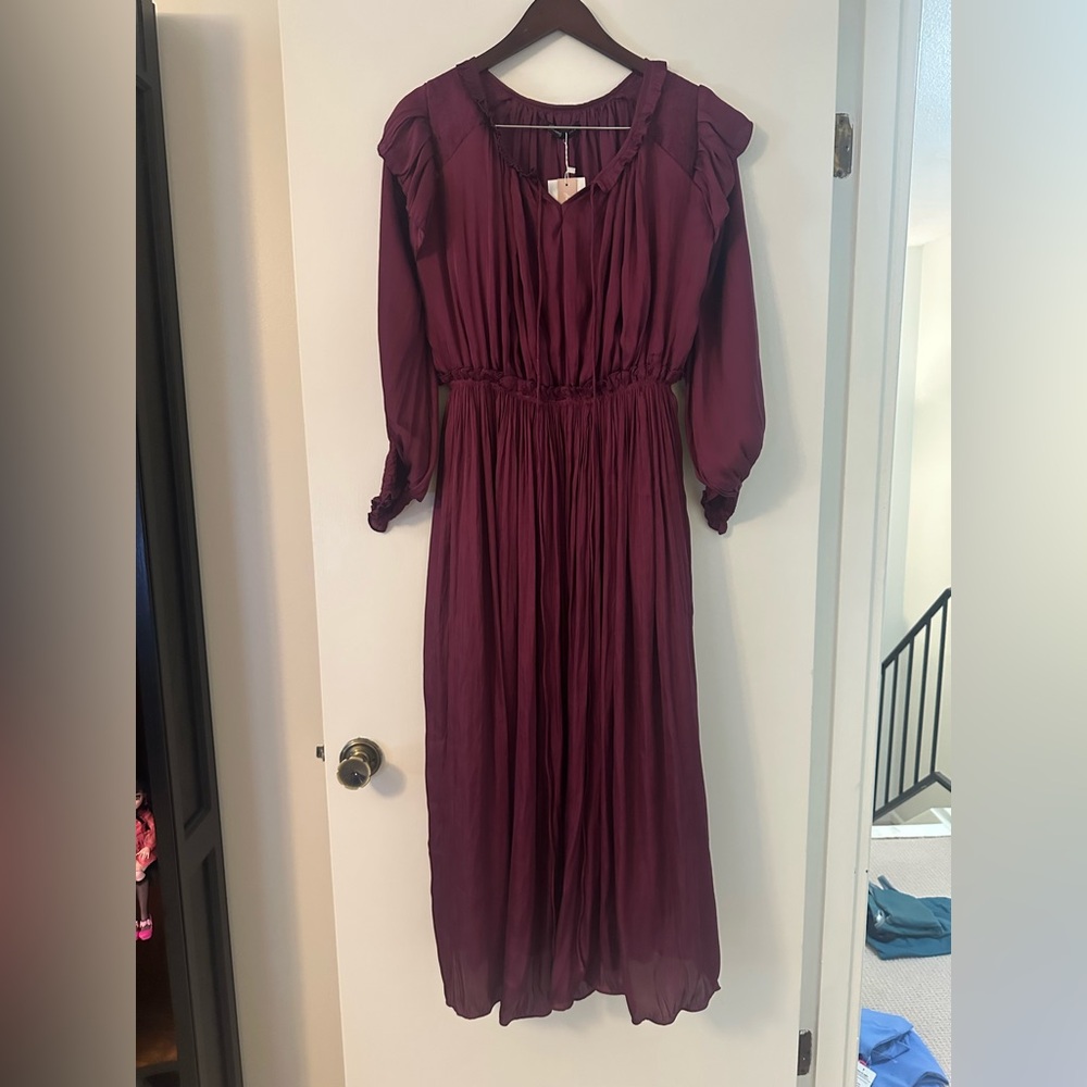 NWT Anna Khan & Sowears Plum Ruffle Maxi Dress Size Small - Picture 4 of 11